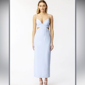 Bardot Cut Out Slit Midi in Light Blue